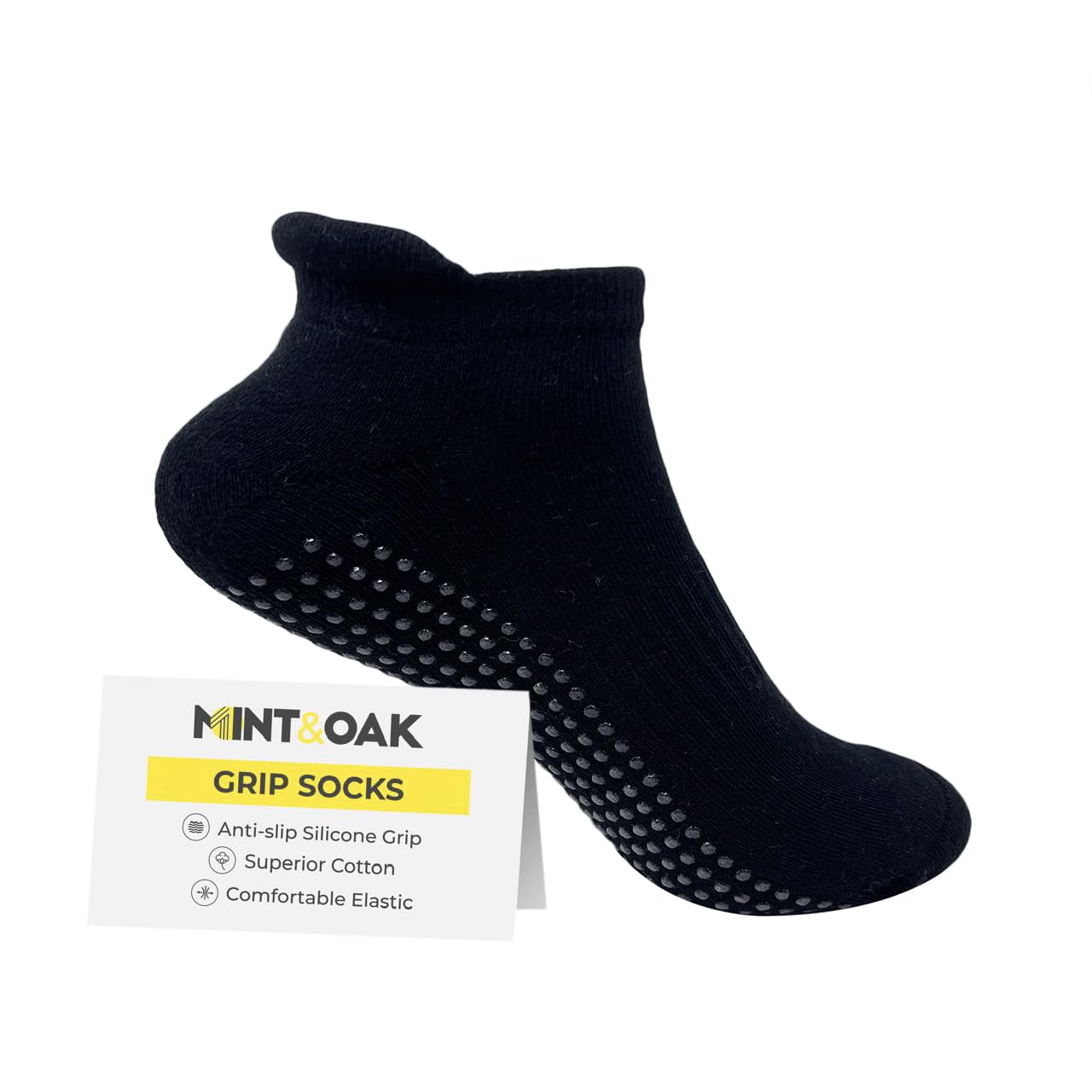 Mint & Oak Grip Socks for Men & Women, Ankle Cotton Anti Slip Socks Ideal for Yoga, Pilates, Elderly Care/Senior Citizen, Walking, Home.