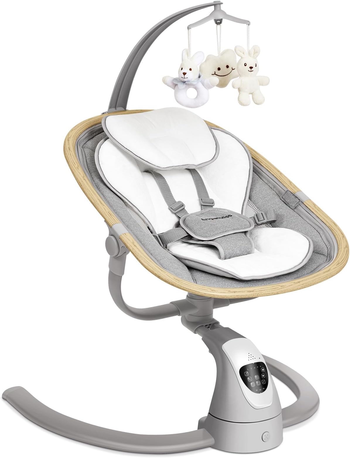 Angelbliss Baby Swing with Cry Detection, Electric Swing - Side-to-Side & 180 Rotation, for Infants & Toddlers (Grey) with 5 Speeds