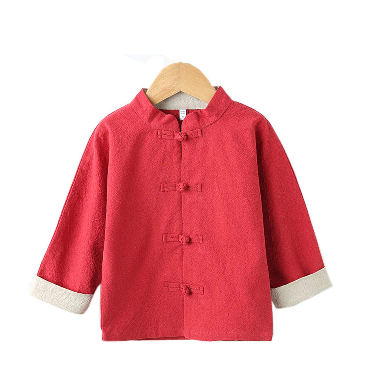 XueXian Tang Suit Chinese Style Hanfu Long Sleeve Tops for Boys Girls Outfits (B-red,Tag 140:for 7-8Y)