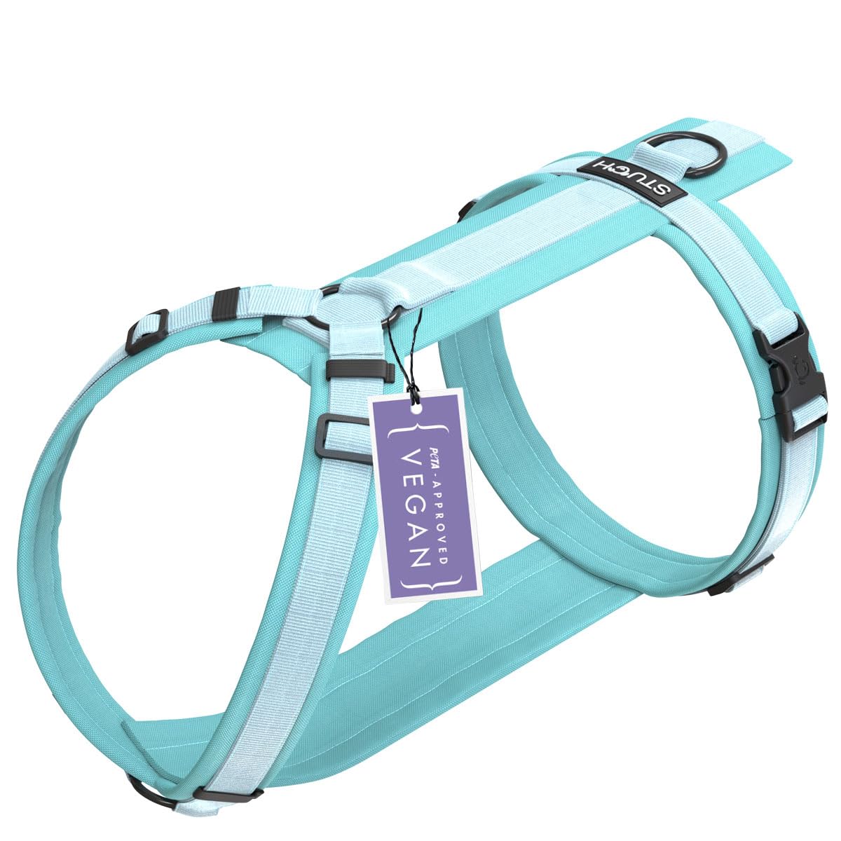 STUCH Arnés para perros – Arnés ajustable de nailon – acolchado – para perros pequeños, medianos y grandes, color: turquesa, talla L