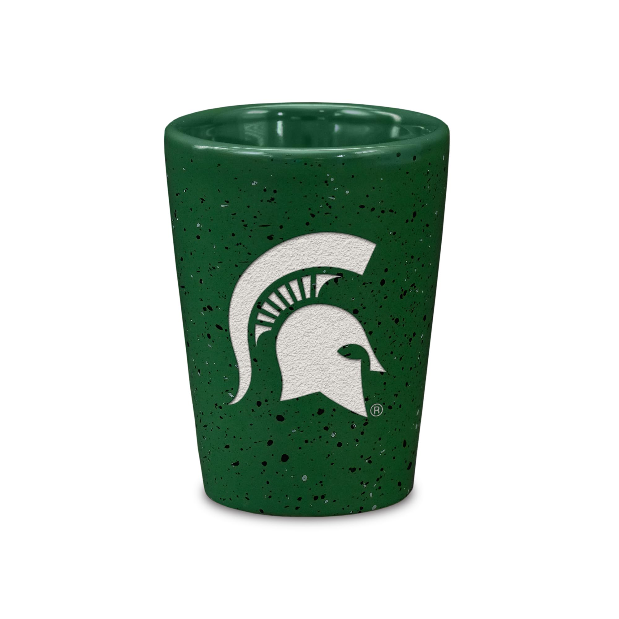 Rico Industries NCAA Primary OR Wordmark Logo 2oz Ceramic Shot Glass for Fans, Laser Engraved In Team Color Single Shot Glass