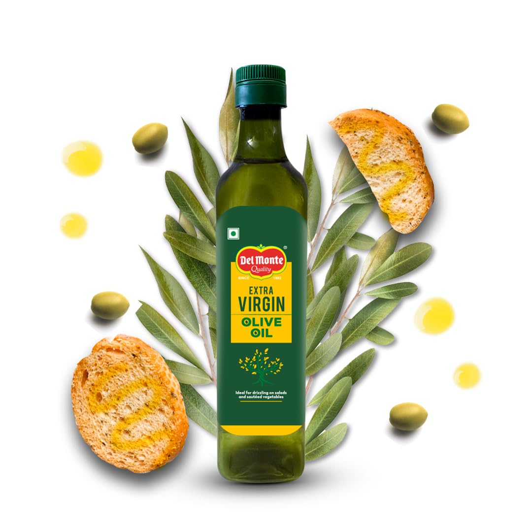 Del Monte Extra Virgin Olive Oil (Imported) 250ml| Cold Extracted | Ideal for Salad Dressing, Paratha & Marinating | Cholesterol & Trans Fat-Free, Natural Antioxidants, Rich in Vitamin E & K
