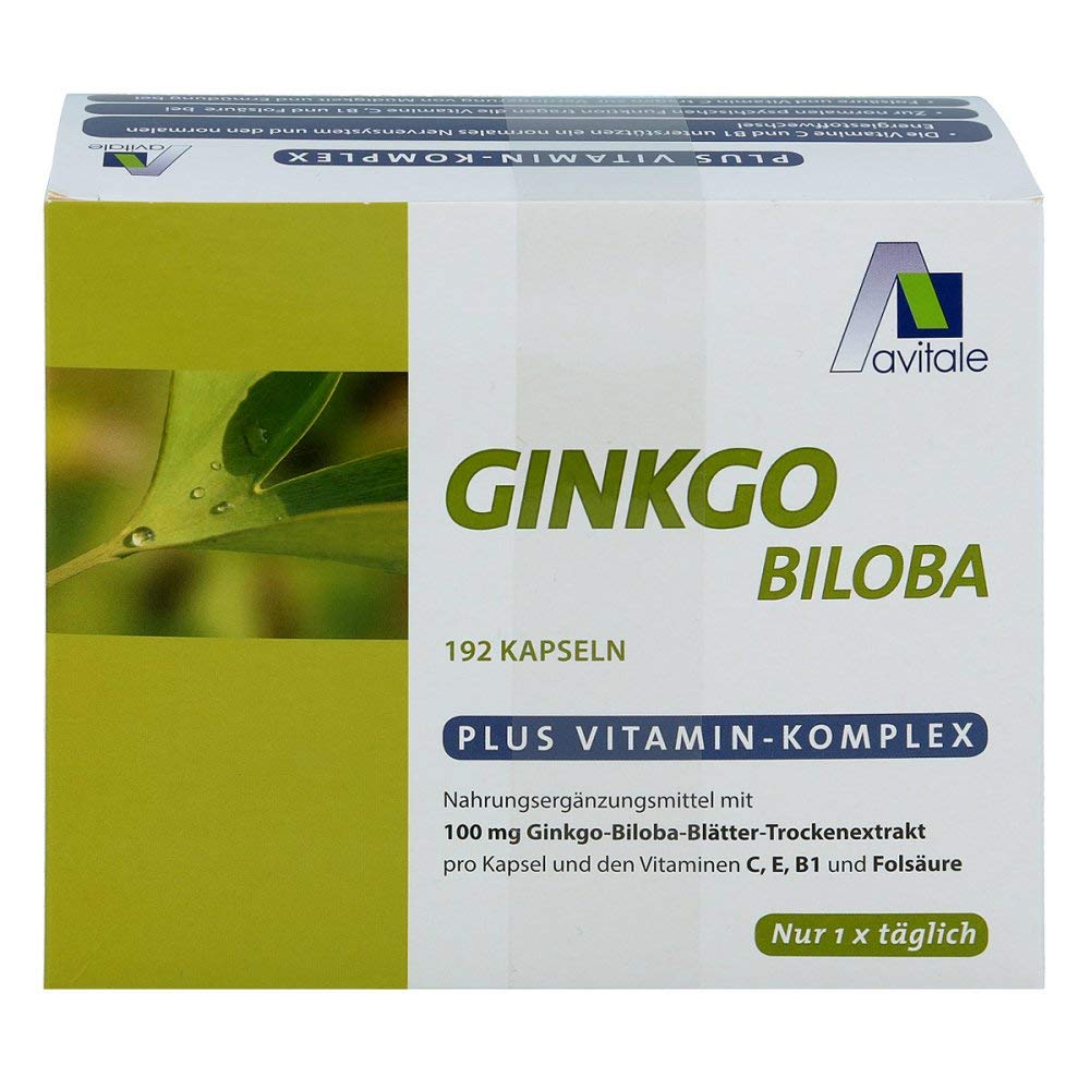 Ginkgo 100 mg + Vitamine C, E, B1 und Folsäure Kapseln 192 stk