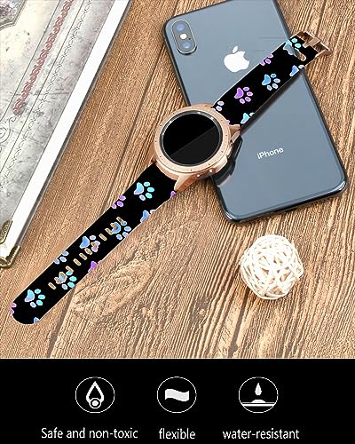 20mm Silicone Sport Bands Compatible for Galaxy Watch 6/Watch 5/Galaxy Watch 4 40mm 44mm/Classic 42mm 46mm/Watch 3 41mm, Active 2 Watch Bands,Cute Replacement Strap for Women Men(Purple Galaxy Dog