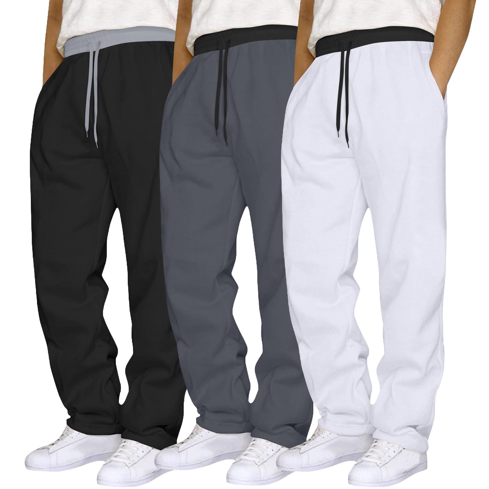 Paquete de 3 pantalones deportivos ligeros para hombre, pantalones deportivos casuales para caminar