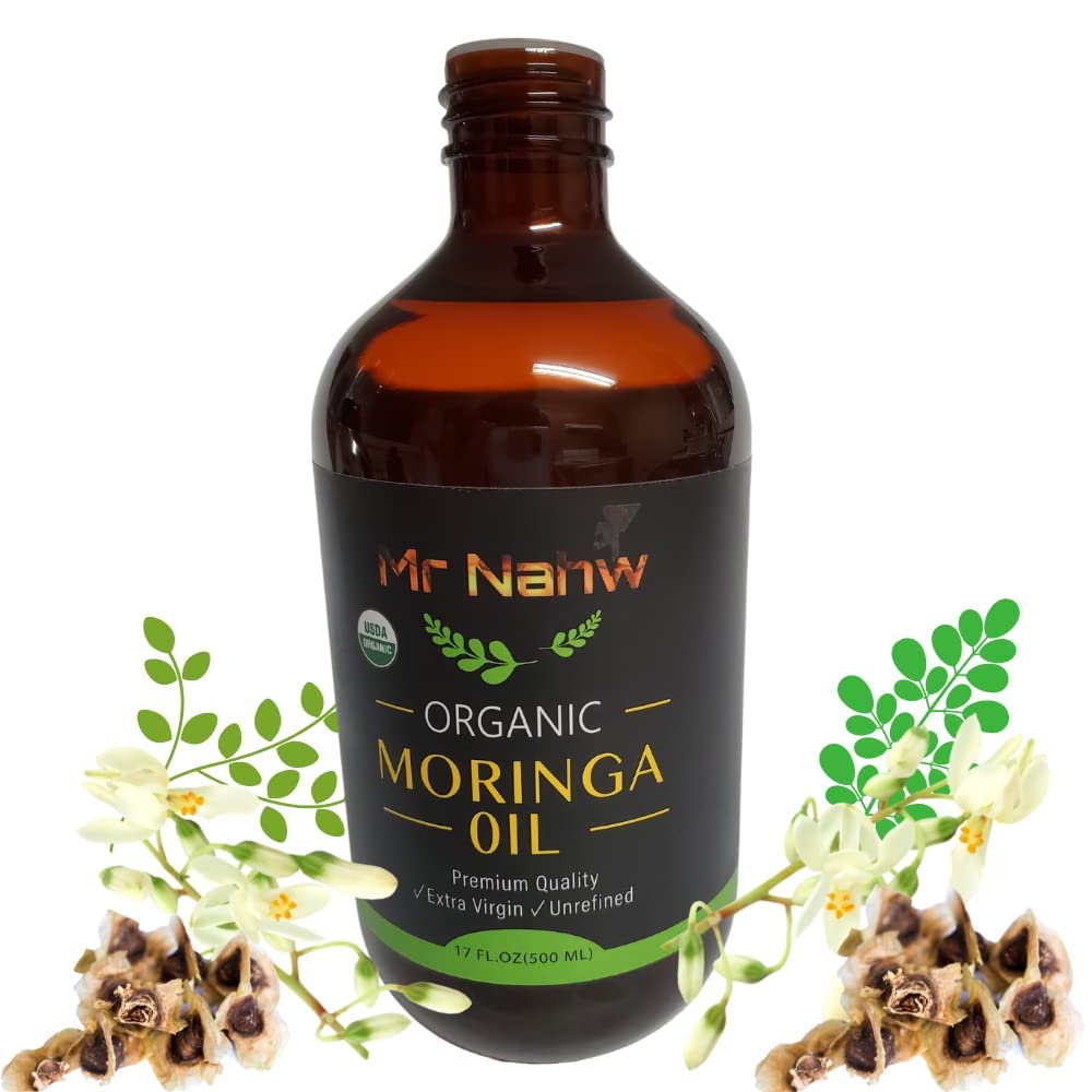 Moringa Oil - USDA Certified Organic, 100% Pure, Cold Pressed & Unrefined Gluten Free Oil (17oz) - Natural Moisturizer for Skin, Face, Body & Hair - Non-GMO & Vegan (17 oz FL)