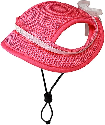 Miniatura 31 de Sombrero de princesa de ala redonda, visera para mascotas, sombrero poroso de malla para perro con agujeros para las orejas para perros pequeños
