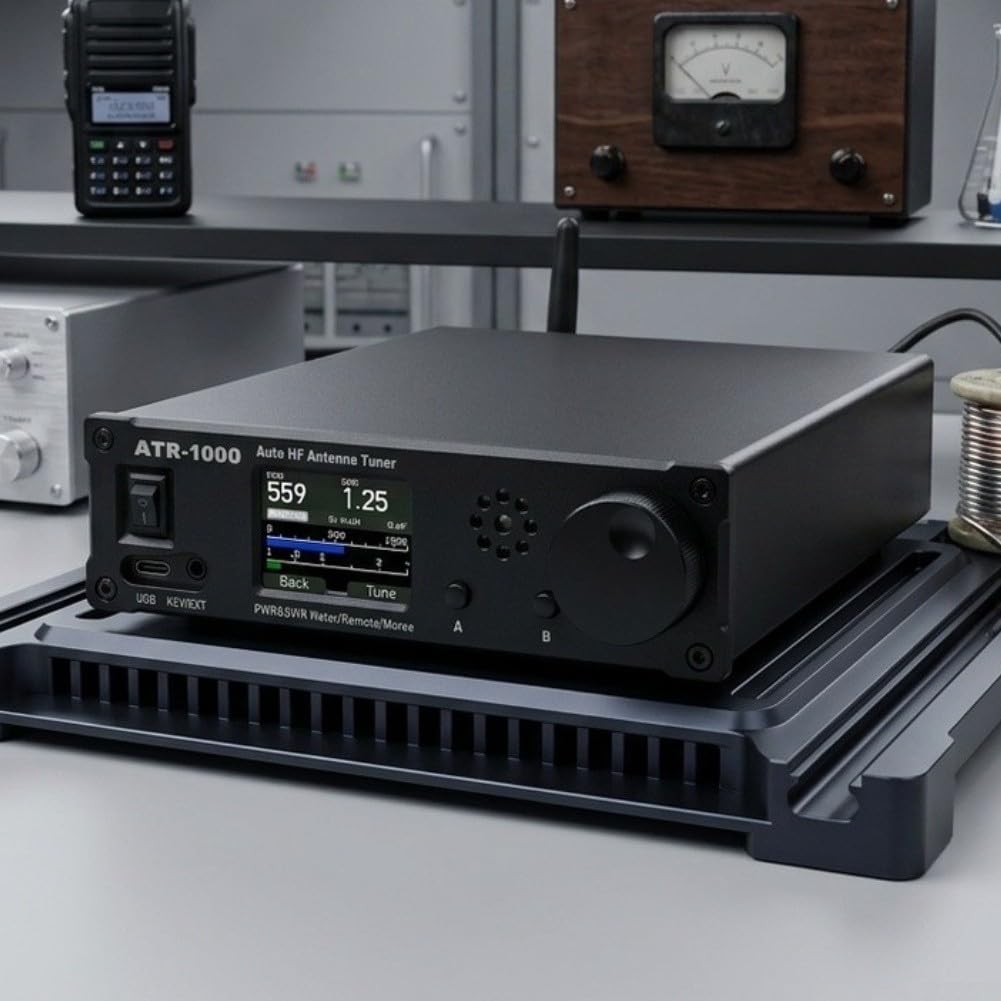 ATR1000 Tuner D'antenne Automatique 1000W 1.8-30MHz Avec Télécommande WiFi Et Compteur VSWR Pour Les Opérateurs En Ondes Courtes