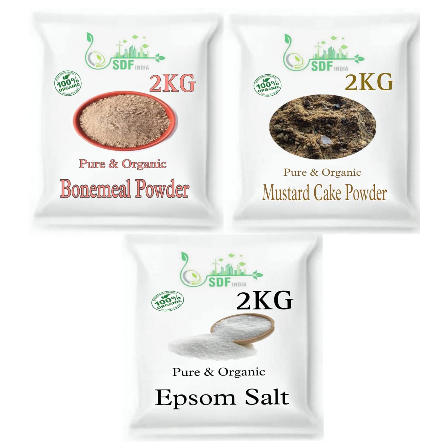 SDF INDIA Combo Pack 3 in One Pack (2 Kg Bone Meal Fertilizer + 2 kg Mustard Oil Cake +2 kg Epsom Salt) (B0B79H6YNR) Amazon Price History, Amazon Price Tracker