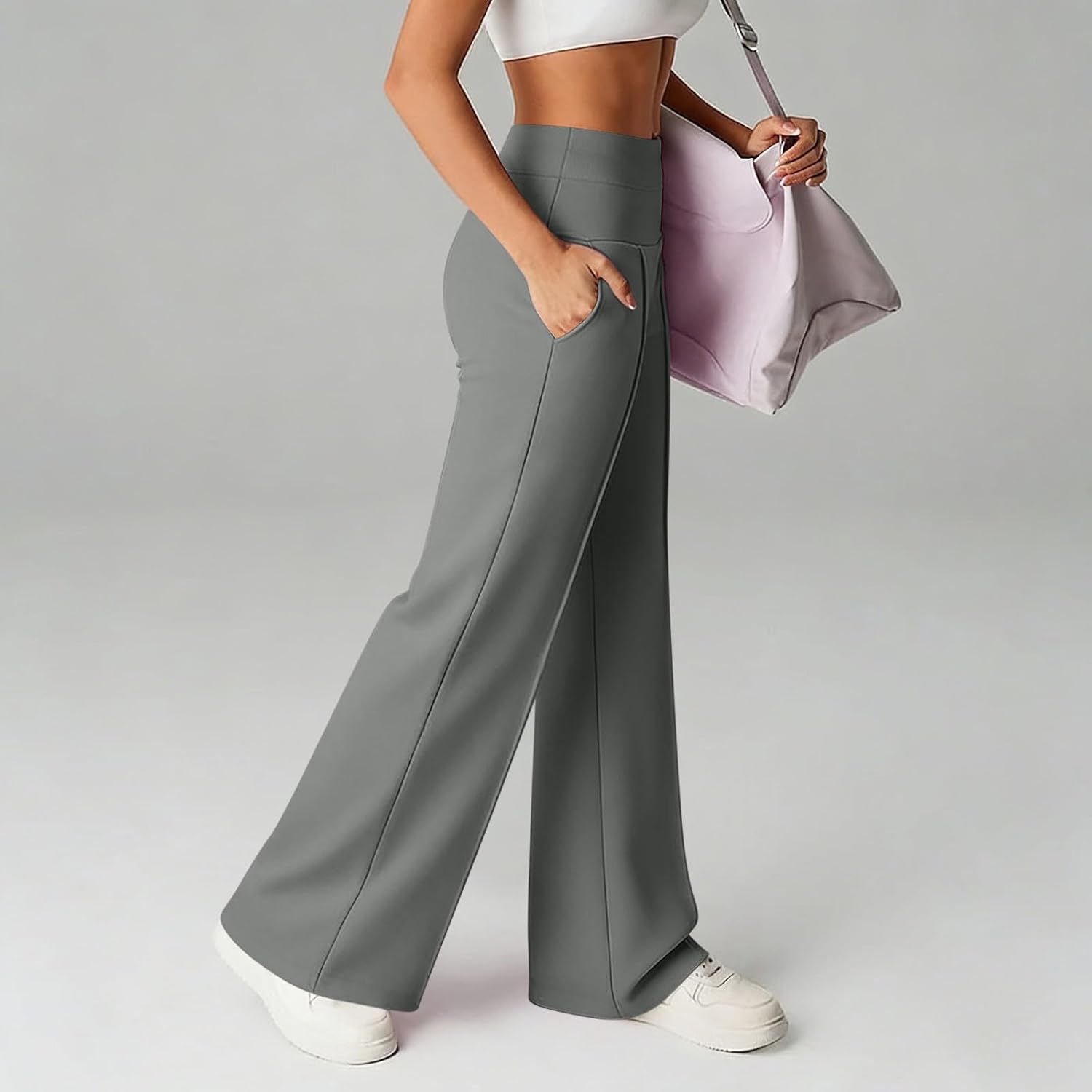 Womens Wide Leg Dress Pants Summer Elastic High Waisted Business Casual Work Trousers Dressy Palazzo Pants Slacks