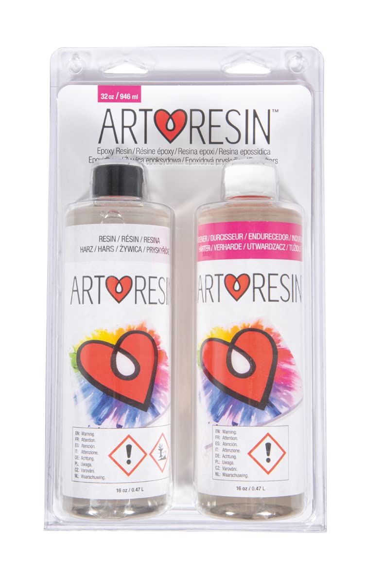 Rayher Art Resin Epoxyharz, 2 x je 470 ml (16 oz), Epoxidharz mit Härter, glasklar, zum Gießen und Beschichten, Gießharz, Schmuckherstellung, Formenbau, Weiß, 34452000