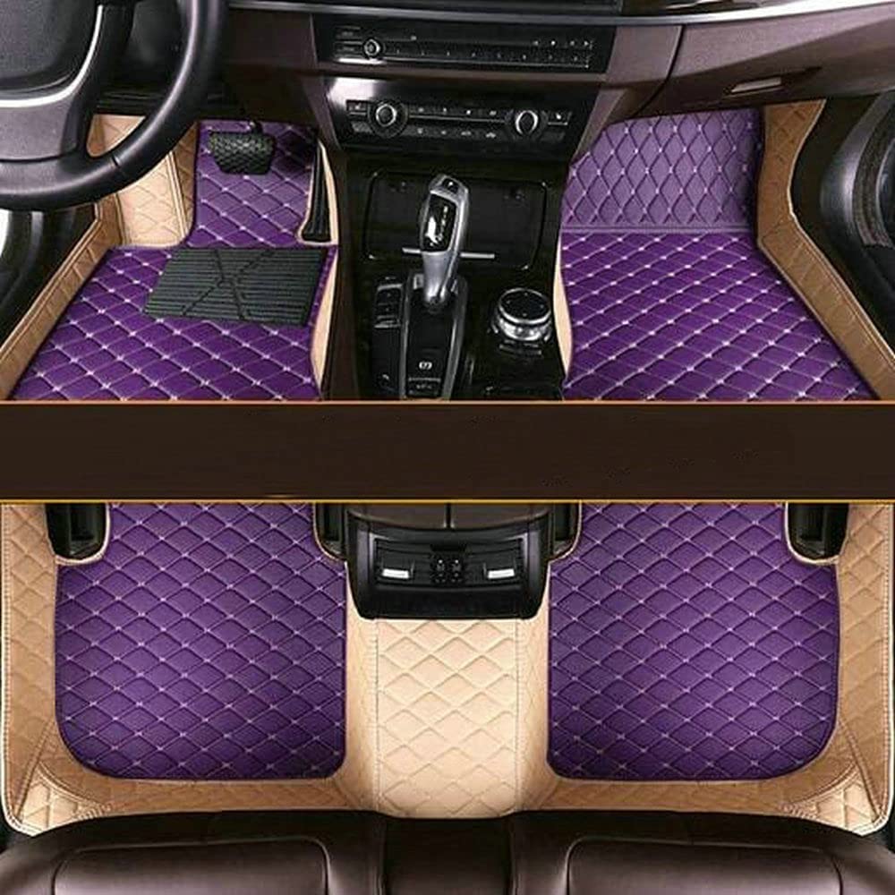 Custom Making Car Floor Mats Compatible with Audi BMW Mercedes-Benz Toyota Lexus Honda Infiniti Nissan Hyundai Kia All Models 2005-2023 (Beige and Purple)