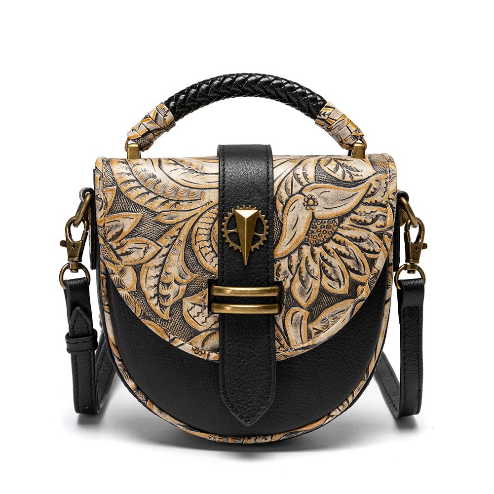 Micoklinlin Mała czarna torba na ramię damska skórzana steampunk, akcesoria na telefon komórkowy, torba crossbody, męska torebka na podróż