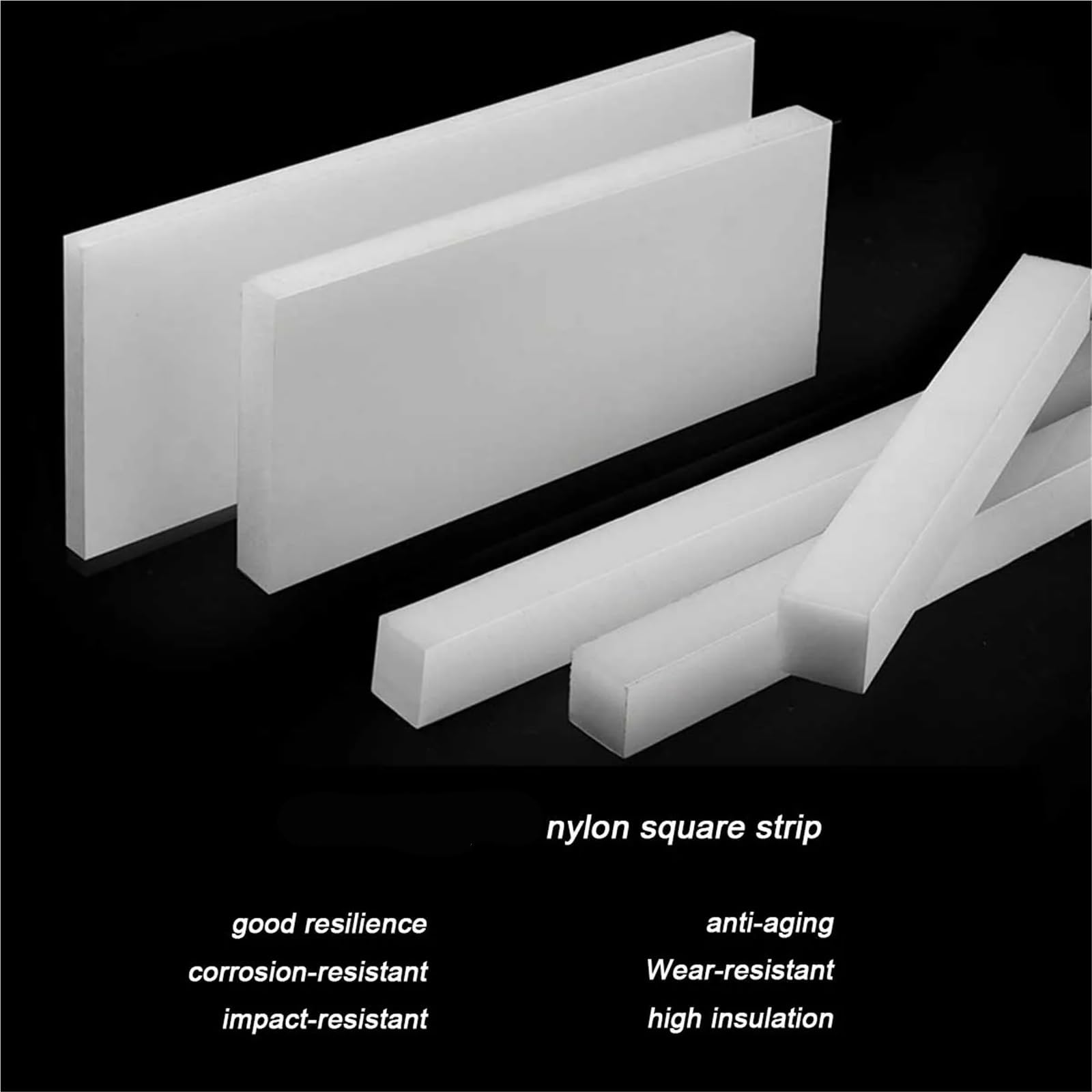 Varilla nylon Desgaste - proceso plástico de nylon blanco resistente del cojín perforación bloque Rod PA66 la barra cuadrada(White,1pcs 15x300x300mm)