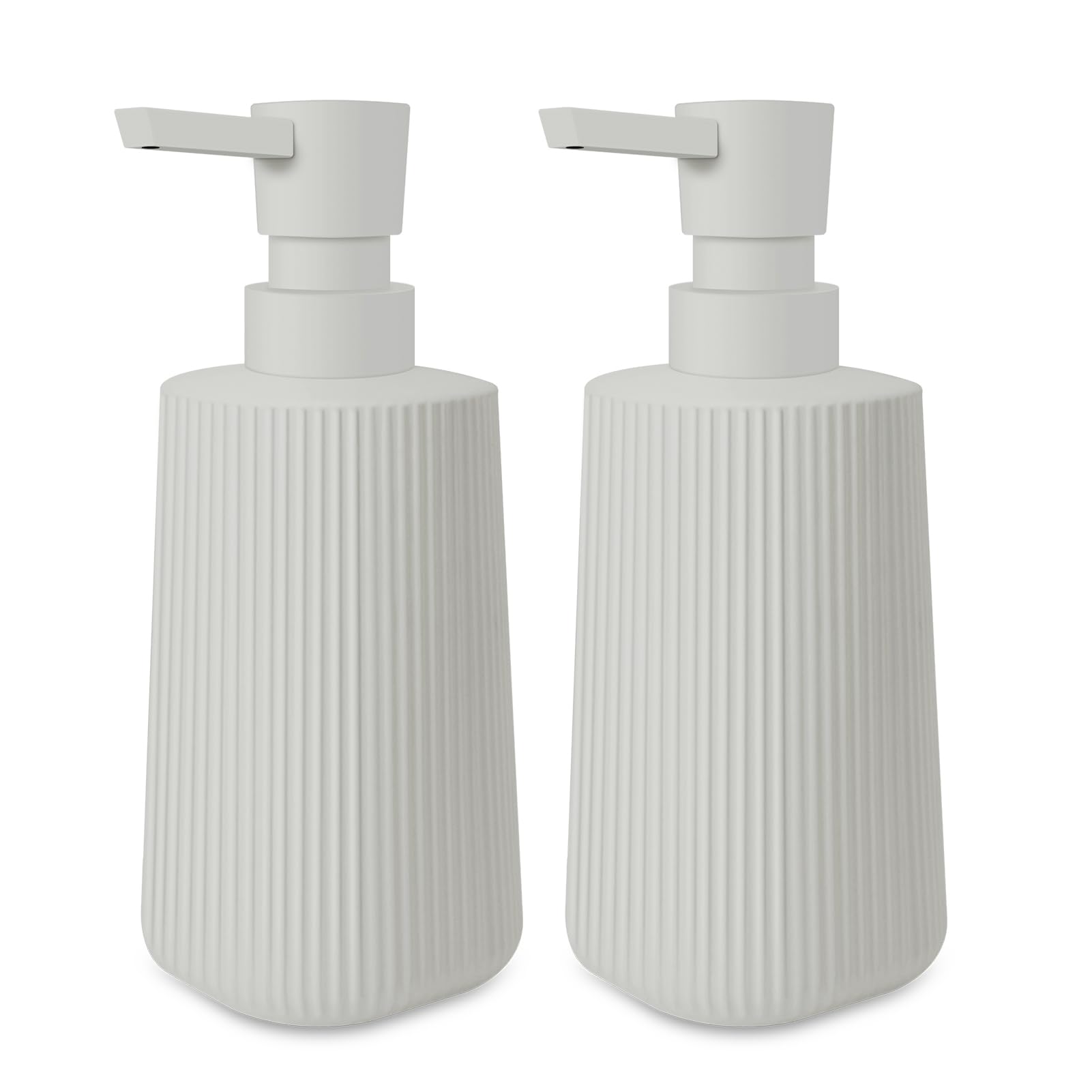Mamiddle Moderne Seifenspender Glas Spülmittelspender Transparent 250ml Seifenspender Bad für Badezimmer, Arbeitsplatte, Küche, Soap Dispenser mit Pumpspender (Beige 2 Stück)