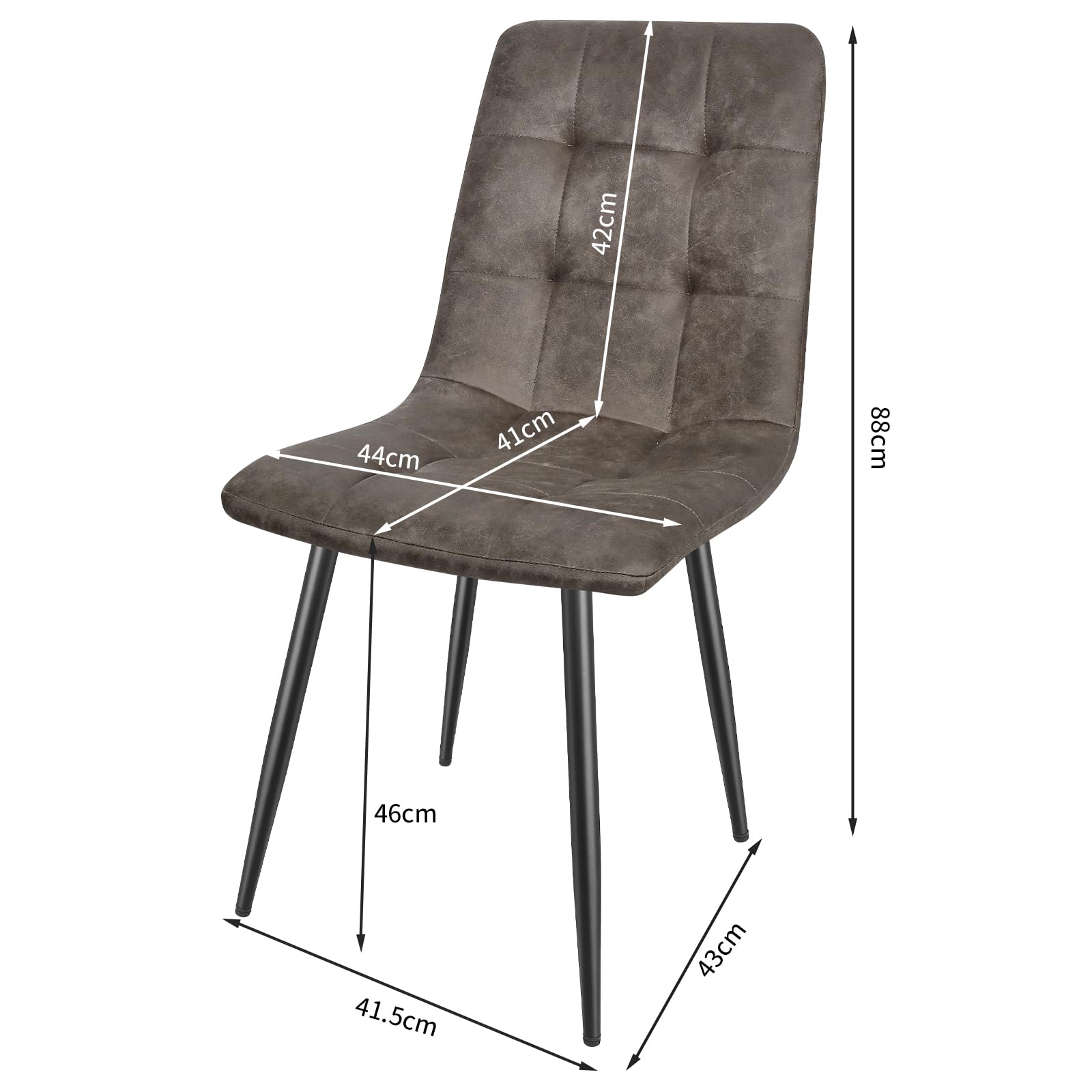 JIJIAN Set di 6 Sedie Sala da Pranzo, Sedie da Cucina in Tessuto Tecnologico, Sedie imbottite per Soggiorno con Gambe in Metallo Nero, Adatte per Sala da Pranzo, Sala d'attesa, Marrone