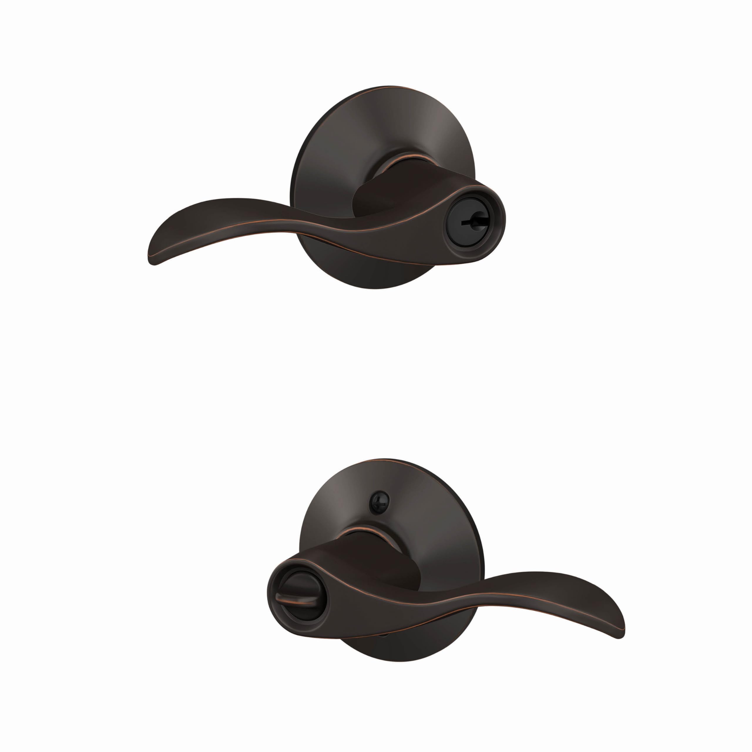 SCHLAGE Accent Keyed Entry Door Handle, Reversible, Aged Bronze