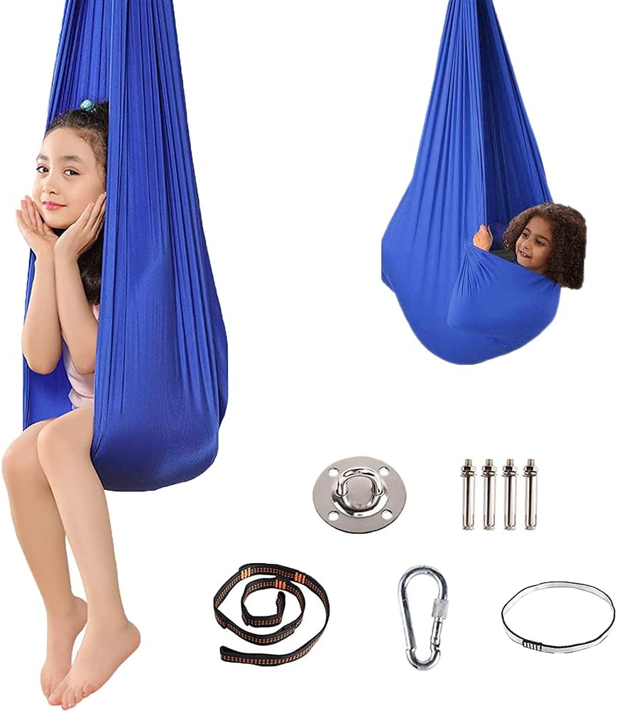 Columpio interior y exterior para niños, columpio de terapia para niños con necesidades especiales, autismo, hiperactividad, hamaca ajustable ideal para calmar y jugar