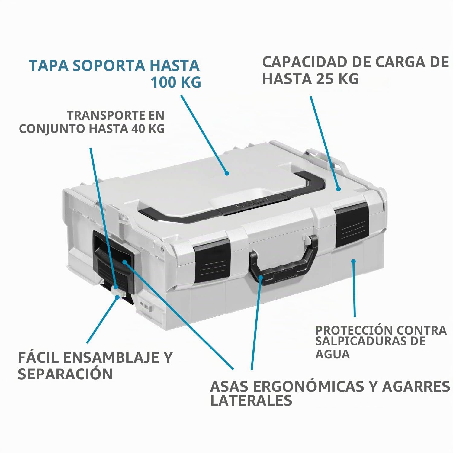 Bosch Sortimo L-BOXX 136 6000003650 - Caja de herramientas profesional vacía (tamaño 2), color gris claro y negro