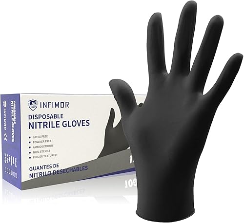 Guantes de examen de nitrilo sin látex y sin polvo, guantes de nitrilo desechables no estériles de 5 mil para cocinar, limpiar