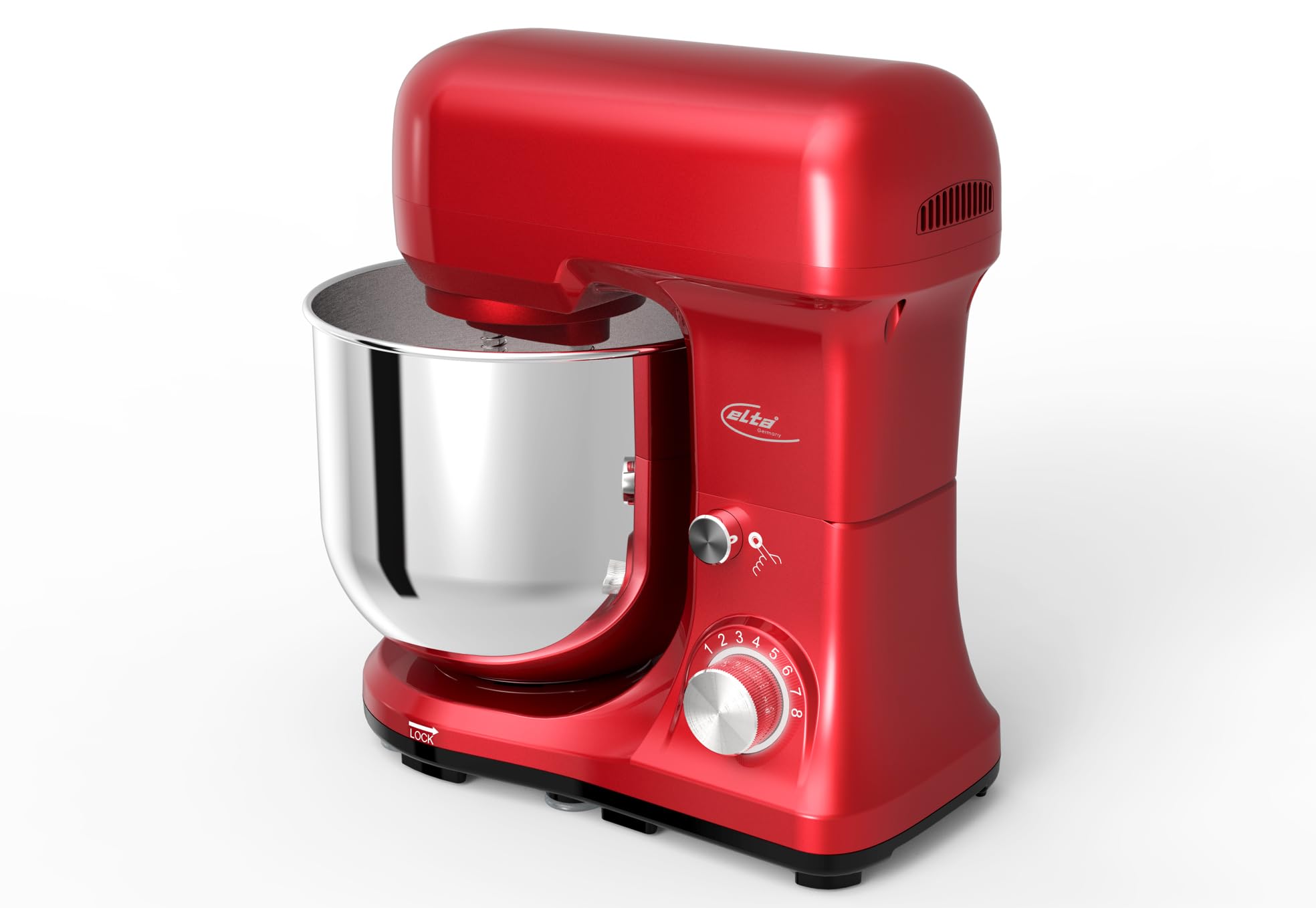 Elta robot kuchenny 1000 W – 5 l, robot kuchenny z planetarnym systemem mieszania, 8 prędkości i akcesoria do ciasta, śmietany, ciast