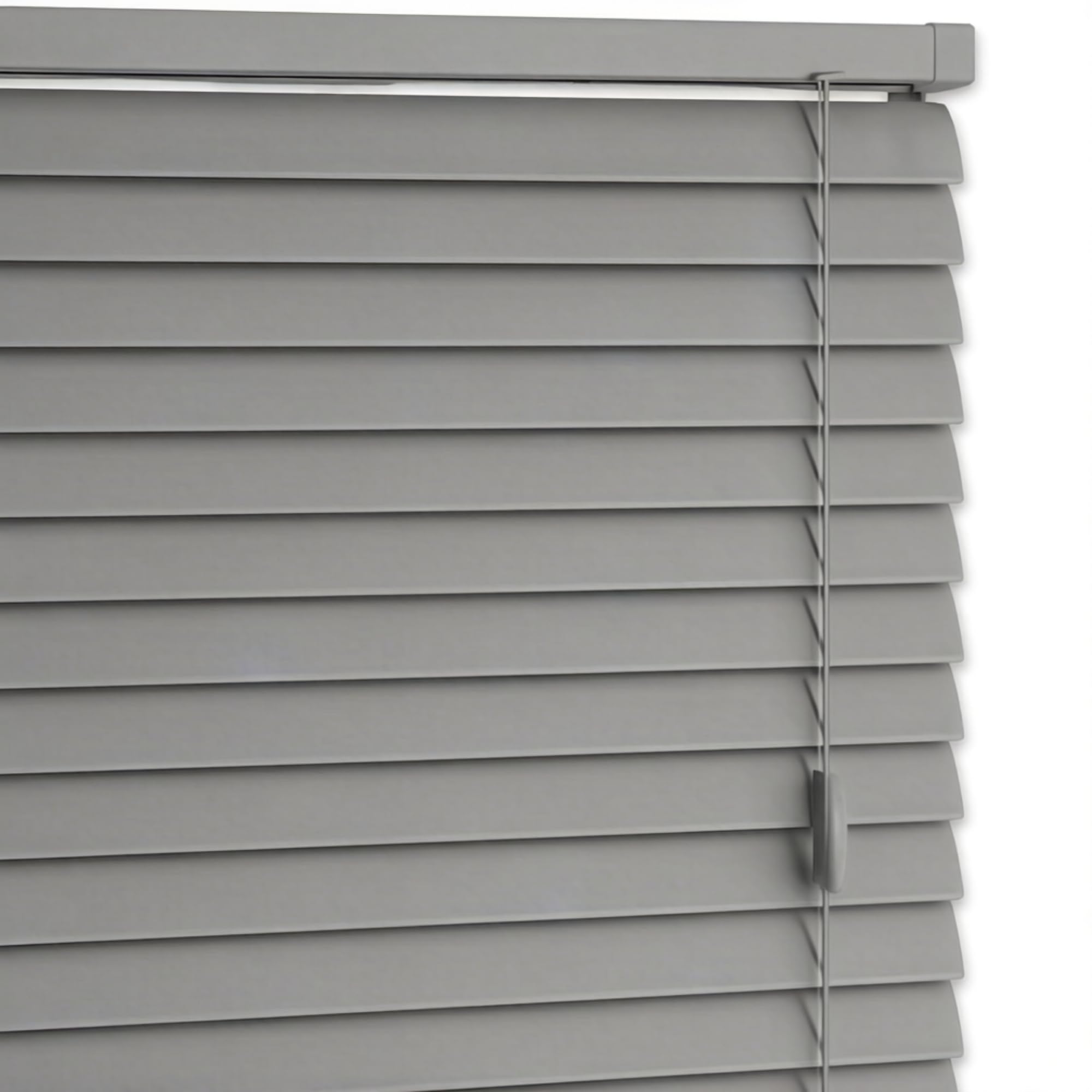 AQS - PVC Venetian Window Blinds - Easy Fit Curtains Trimmable Fittings - Windows Treatment Shutters Twist Open Close - Moisture Resistant Slats Wall & Recess Mount (Grey/Silver, 90W x 150H cm)