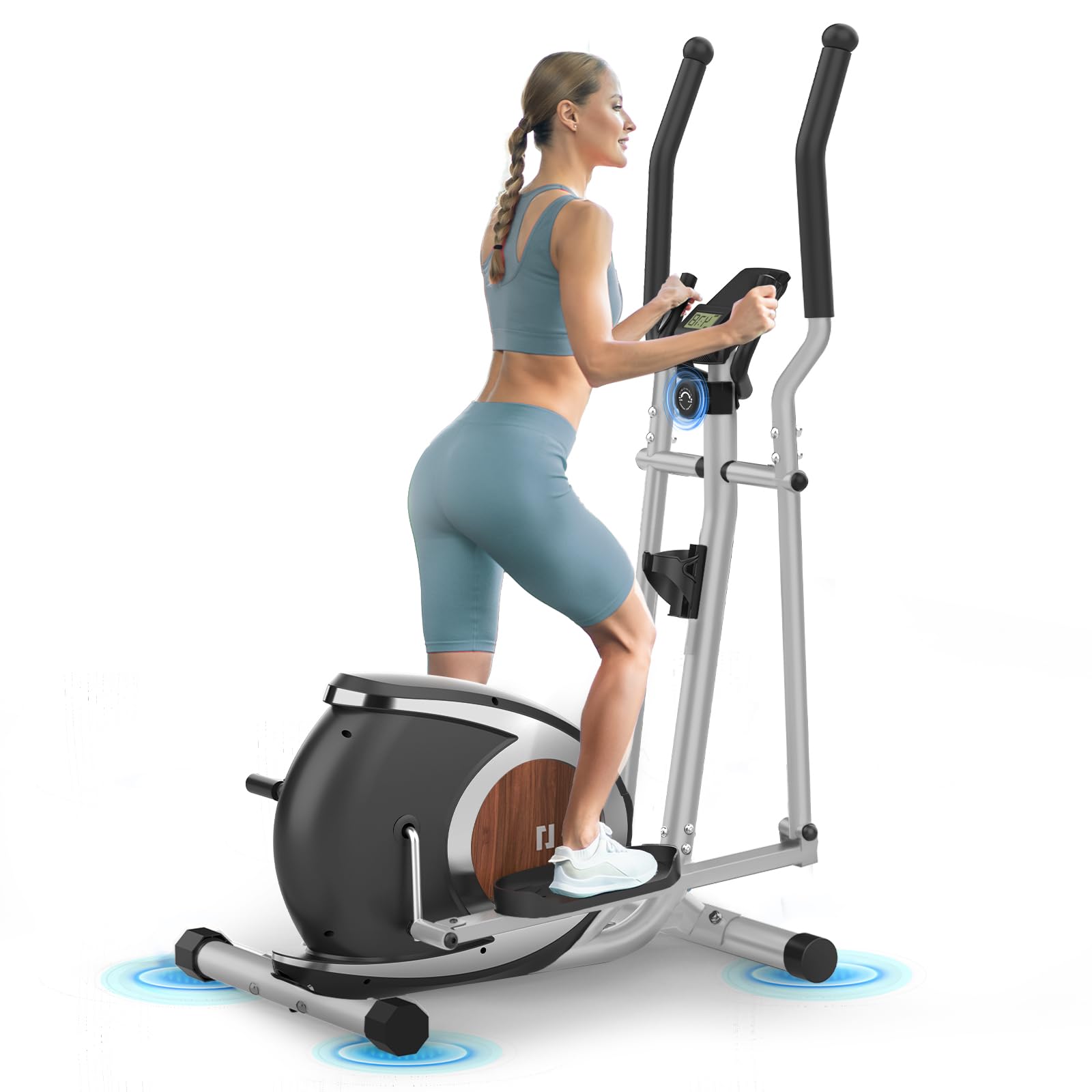 Ellittiche Magnetico con 16 Livelli di Resistenza, Macchina Ellittica Ultra-silenziosa Per la Casa, Monitor LCD, Portabottiglie, Capacità di Carico 120KG