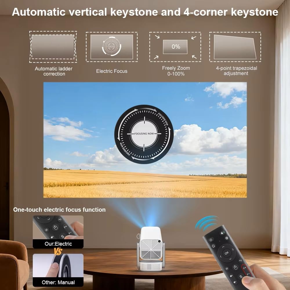 Proiettore Full HD 1080p, compatibile video 4K 3D, modello TD80Pro, dotato di Wi-FI e sistema Android, proiettore portatile, ideale per l'uso in home theater all'aperto (TD80Pro)