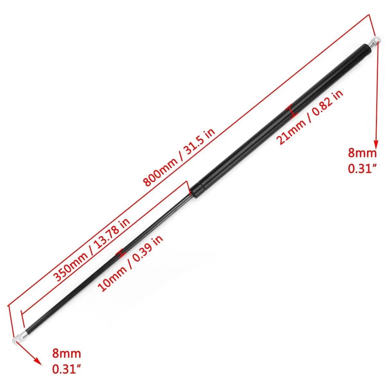 Gasdruckfeder 800 Mm 1 Stück 250 N Auto-Gasdruckfedern Gasfeder Haubenstützstange Stoßhebevorrichtung Für Wohnmobil, Bett, Fenster, Bus, Wohnwagen Gasfeder Dämpfer Motorhaube