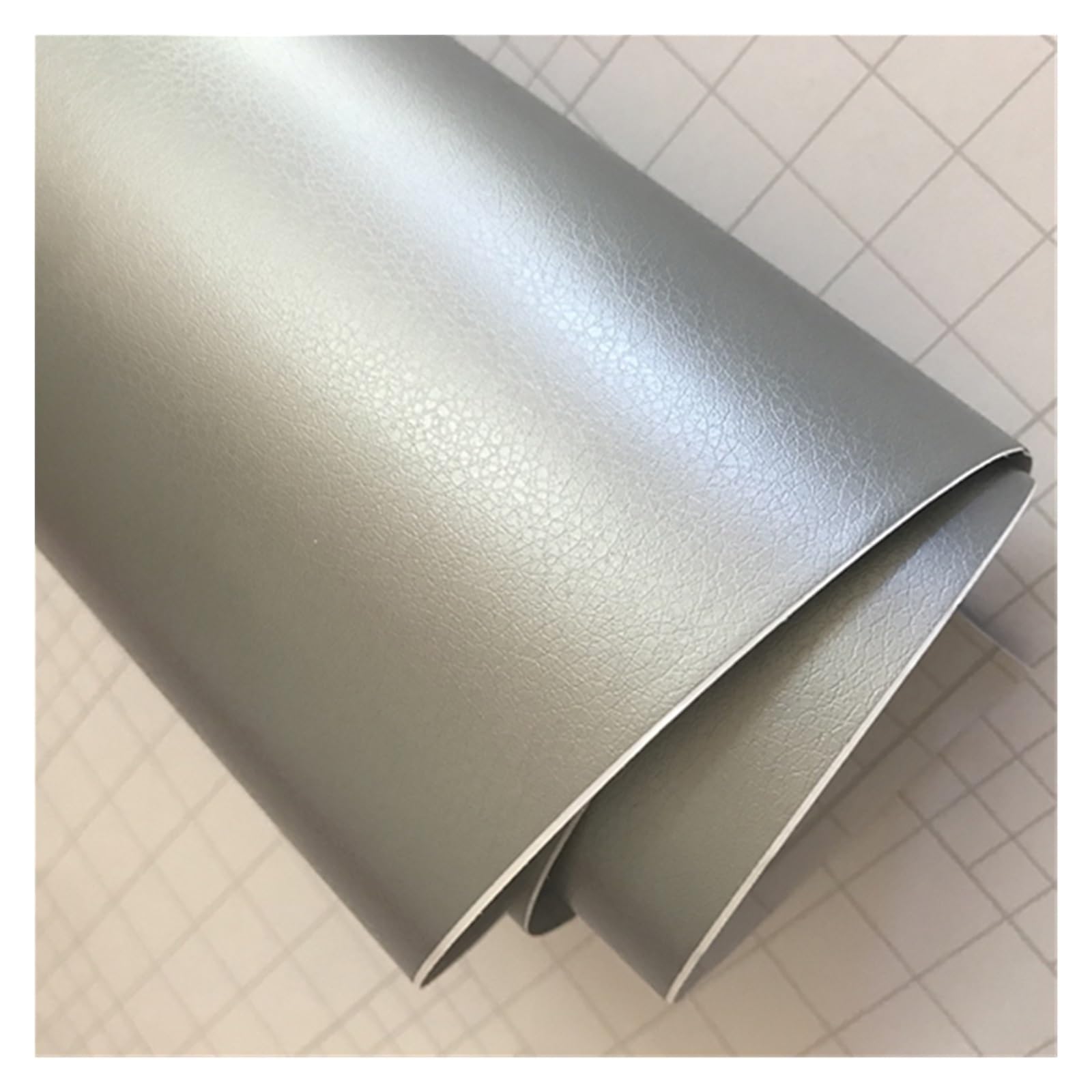 Auto Folie,Auto Folierung Schwarzes Ledermuster PVC-Klebstoff-Vinyl-Film-Aufkleber für Auto-Karosserie-Innen-Dekoration Vinyl-Wrap-Auto-Leder-Film(Silver,50cm x 300cm)