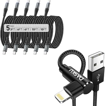 5 Pack [3/6/6/10/10FT] USB C to USB C Cable + 2 Pack 10Ft 90 Degree iPhone Charging Cable
