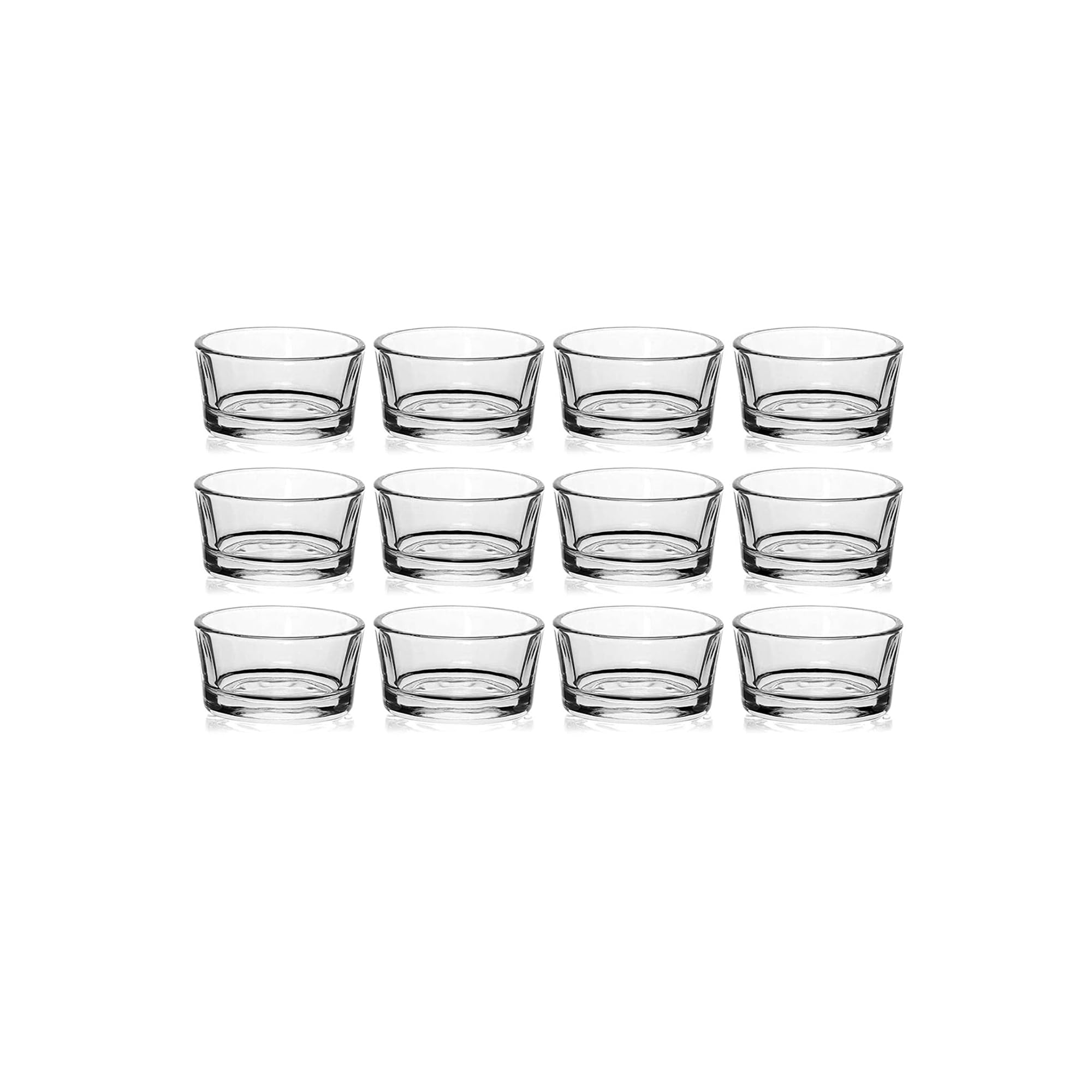 Azonee12 Pcs Glass Tealight Holders, Clear Glass Candle Holder 5cm x 2.5cm Mini Votive Tealight Holder, Wedding Day Decorations, Table Centrepieces