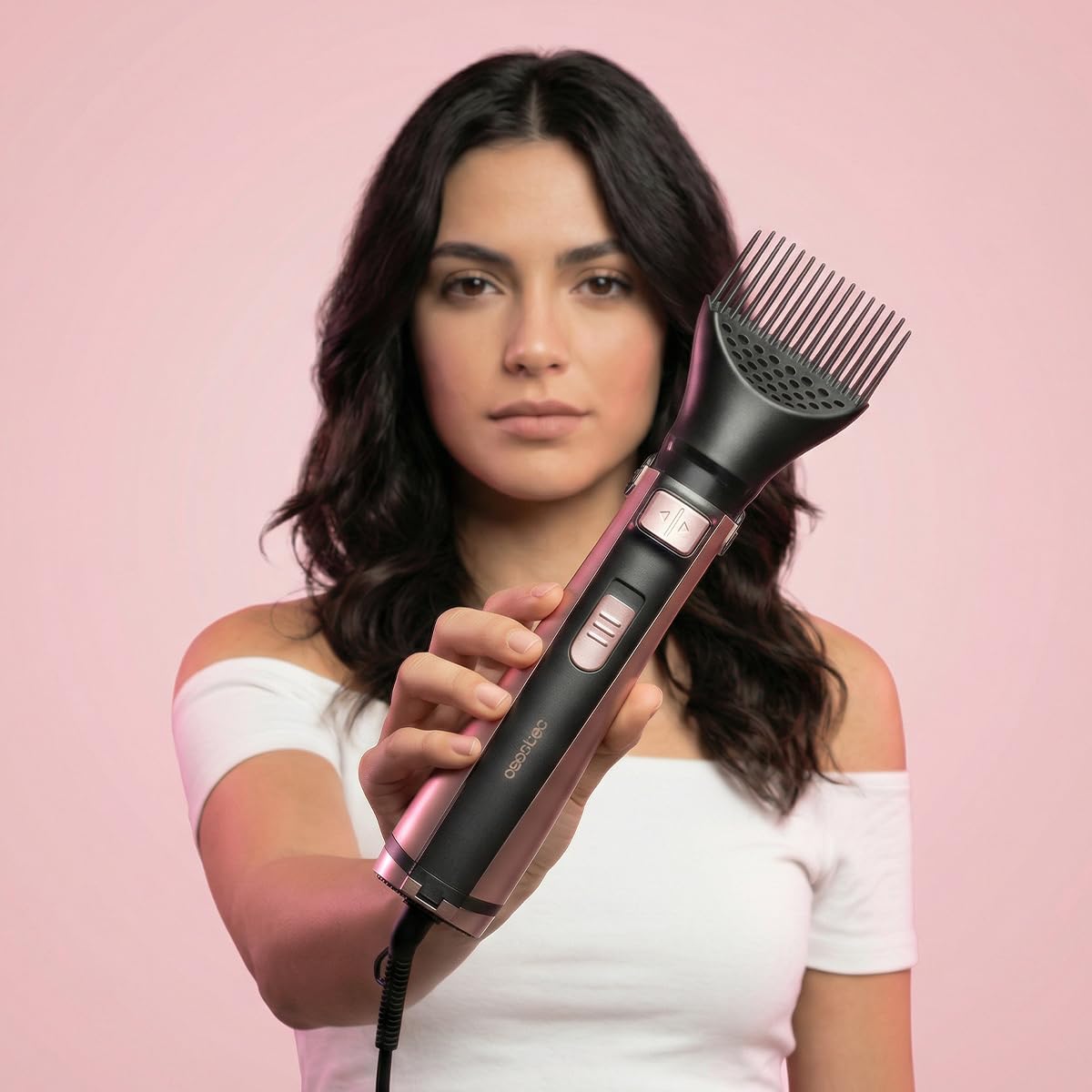 Cecotec Spazzola ad Aria Rotante 10in1 CeramicCare AirBrush Gyro. 1100W, Rotazione, Tecnologia Ionica, Rivestimento Ceramico, 3 Modalità Velocità e Temperatura, Piega Facile