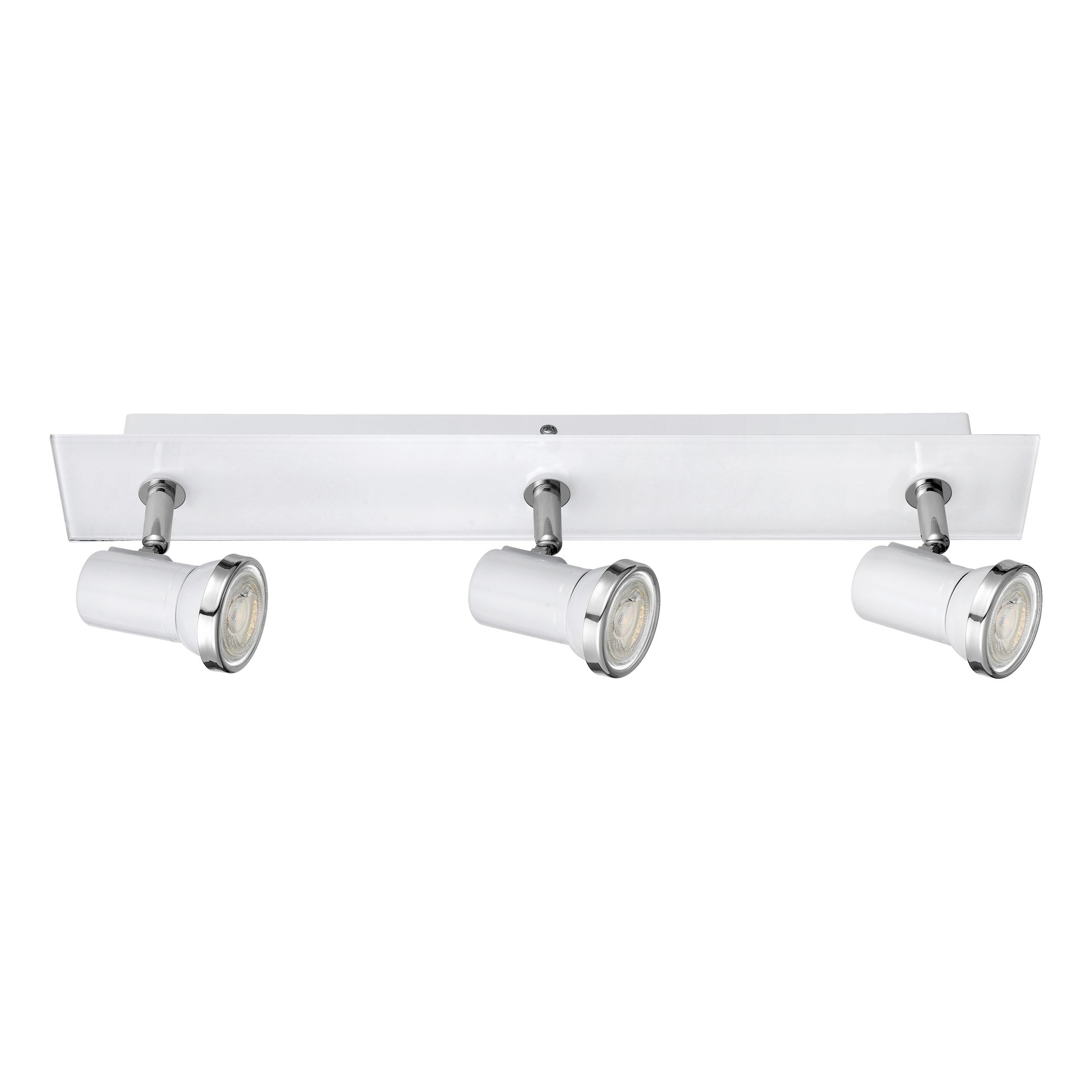 EGLO LED Deckenlampe Tamara 1, 3 flammige Deckenleuchte Bad | Badezimmer Lampe aus Metall in Chrom, Glas in Weiß, Deckenstrahler, Spots inkl. GU10 Leuchtmittel, warmweiß, IP44