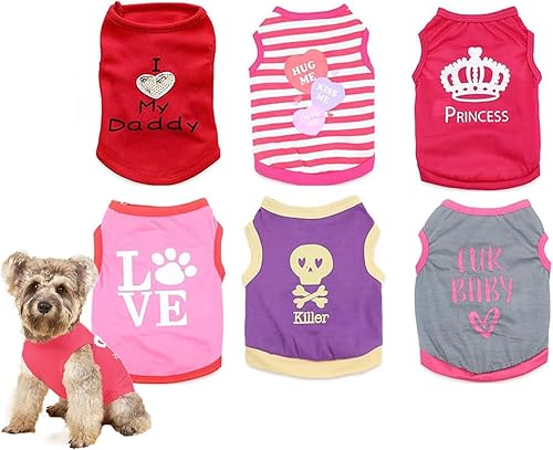 Miniatura 1 de 6 paquetes de ropa para perros y niñas, camisetas para perros pequeños, niñas, chihuahua, camiseta Yorkie, ropa de perro femenino
