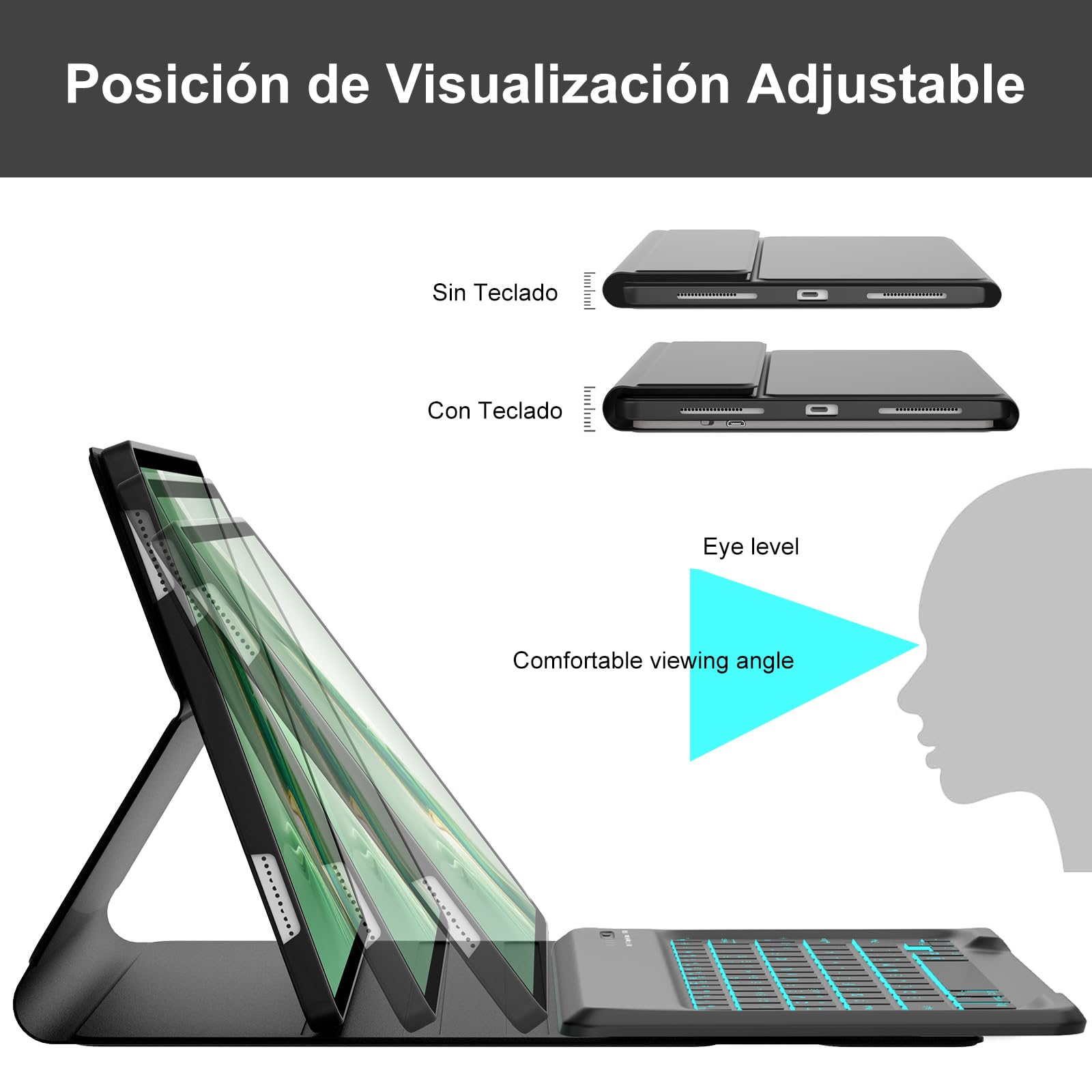 FOGARI Teclado con Touchpad para Honor Magic Pad 2 12.3" 2024 | Funda para Honor Magic Pad 2 con Español Ñ Teclado Retroiluminado Desmontable Inalámbrica para Honor Magic Pad 2 2024, Negro