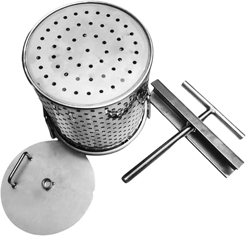 Miniatura 8 de Barril de prensa manual 304 Exprimidor de llenado de verduras de acero inoxidable para jugo, queso, sidra, aceite de oliva, escurrir y deshidratar,