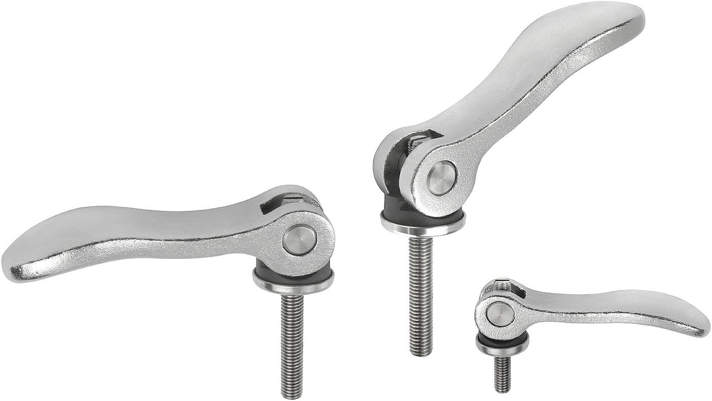 Kipp 04233-2120A4X50 Stainless Steel Adjustable Cam Levers with 3/8-16" External Thread, Inch, Electrolytic Polished Finish, 50 mm Screw Length, Size 2