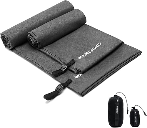 Toallas ultraligeras de secado rápido en tamaños grandes y pequeños con toalla compacta de microfibra de bolsillo plegable para mochileros, viajes,