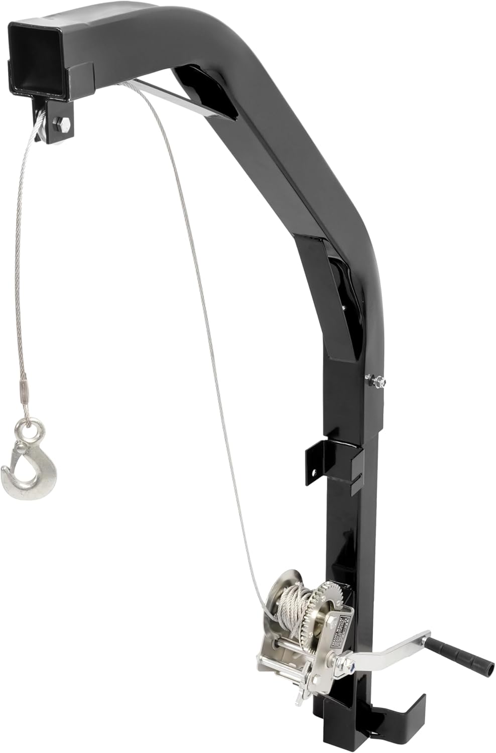 HECASA Tree Mounted Deer Hoist for Hunting Game 500 LBS Hand Winch Lift w/Steel Chain Heavy Duty Steel Deer Hanger for Skinning and Field Dressing Preys Hanging Hoist Powder Coated Black