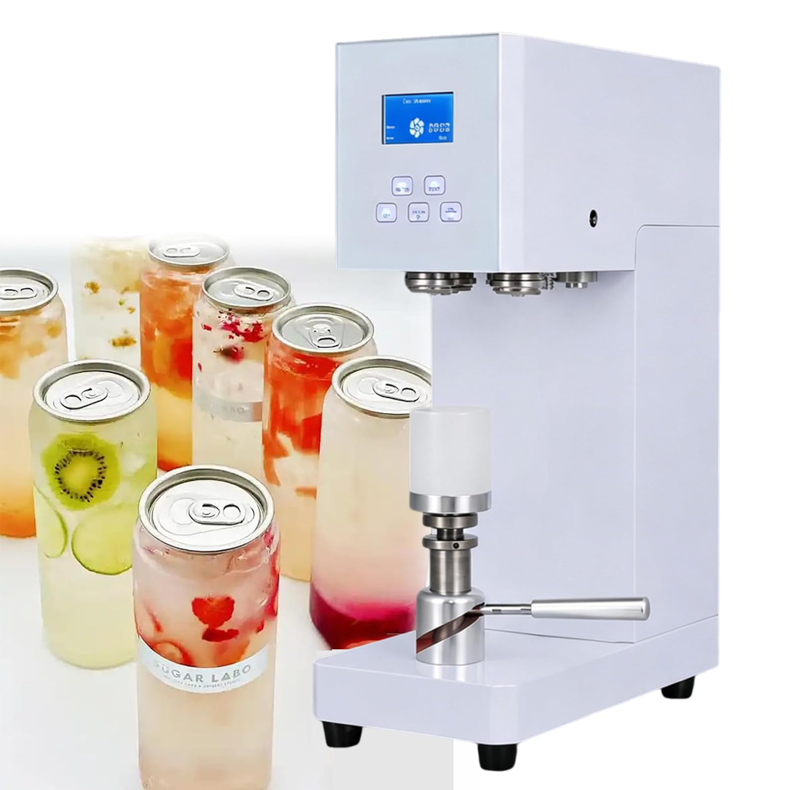 MIAOXIAOLONG Semi-Auto Commercial Soda Cans Sealer, 4-6 Second Speed White