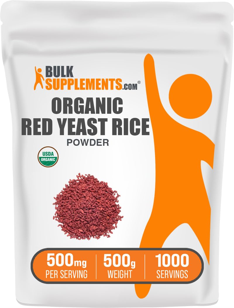 BulkSupplements.com Organic Red Yeast Rice Powder - Organic Red Yeast Rice Supplement, for Heart Health Support - Vegan Friendly, 500mg per Serving, 500g (1.1 lbs) (Pack of 1) 1.1 Pound (Pack of 1)