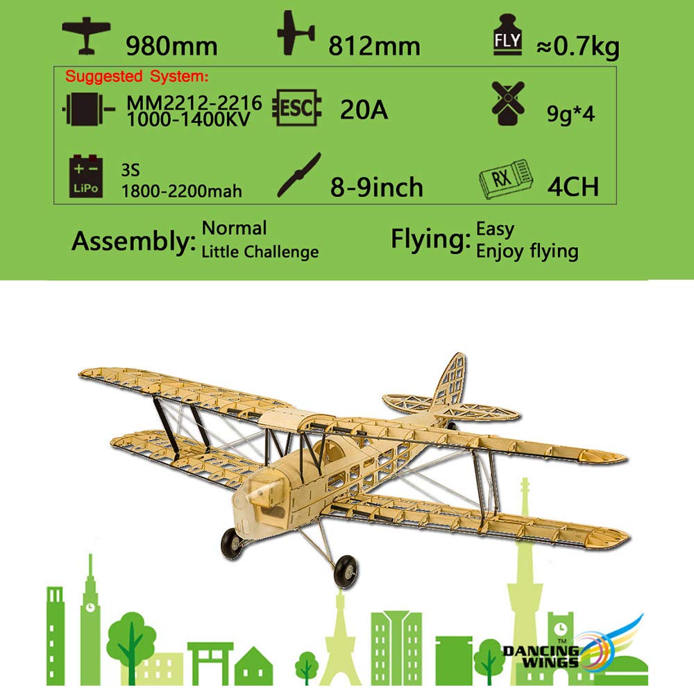 Dancing Hobby S1901 Balsa Wood Electric Airplane Kit, Large 980mm Wingspan for Friends and Families DIY Assembly - Image 7