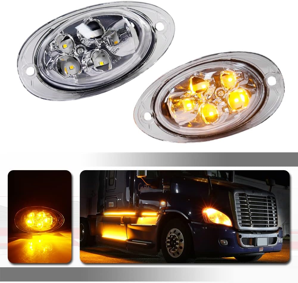 Led Smoked Lens Compatible With 2008-2017 Freightliner Cascadia Semi Truck Front Side Marker Turn Signal Lights