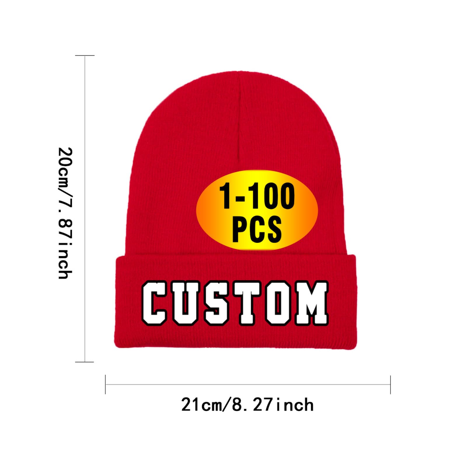 Personalized Custom Beanies Hats Knitted Hat Personalized Skull Hat Winter Hat for Men Women Add Text Logo Photo Custom Hats Red