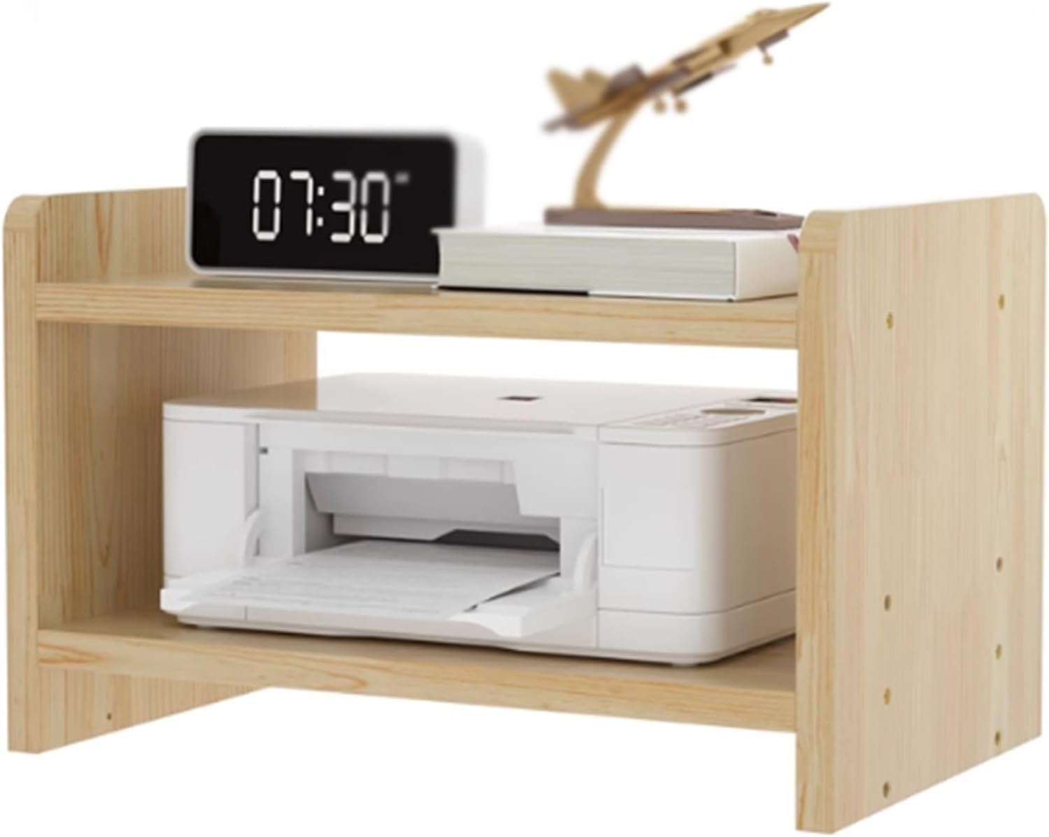 Großer Druckertisch aus Holz, höhenverstellbares Lagerregal, Desktop-Druckerständer, bodenstehende Lagerregale, für das Home Office, 2-stufig (43,4 * 24 * 30 cm)