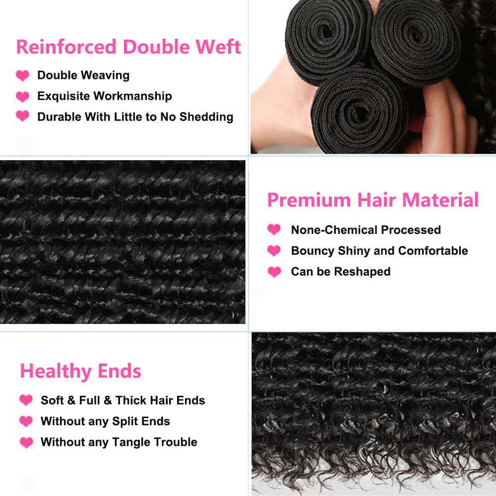 12A Brazilian Virgin Human Hair Bundles, Deep Wave 3 Bundles 100% Unprocessed Remy Hair - Image 2