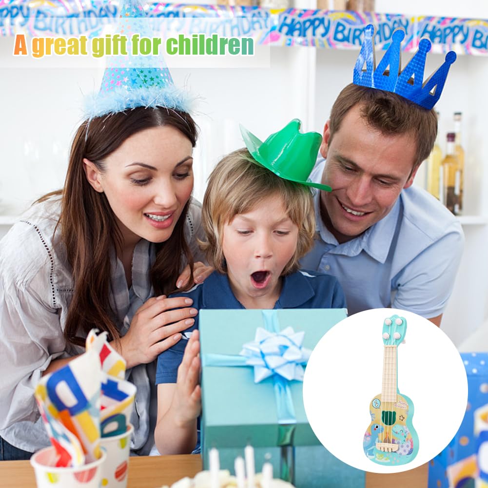 Ukulele per Bambini 26 cm - Mini Strumento Musicale con 4 Corde Regolabili - Giocattolo Educativo e Regalo per Principianti (Dinosauri)