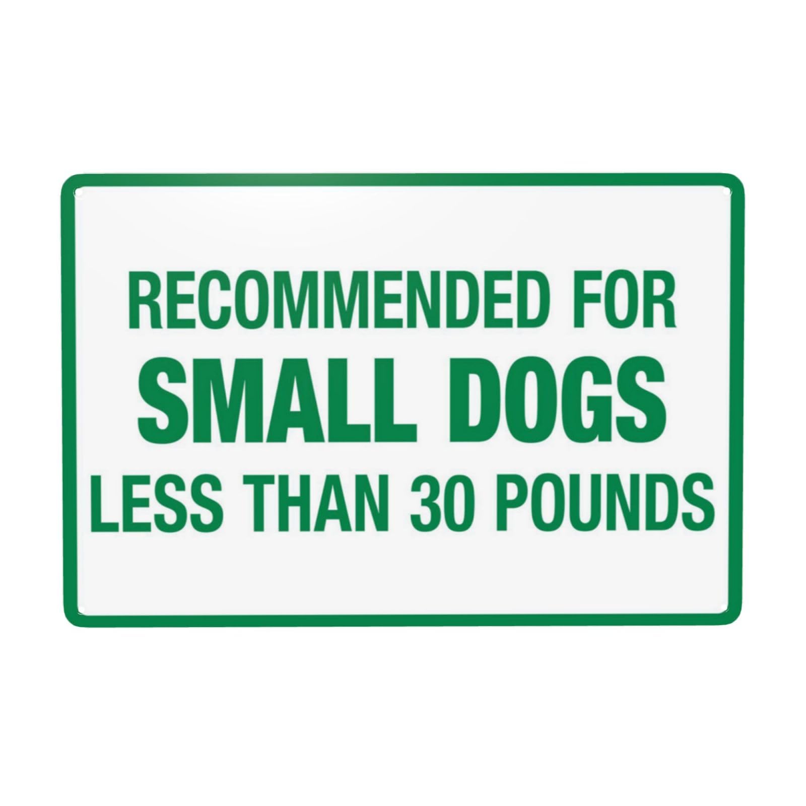 Retro Metal Tin Sign, Under 30 Pounds Small Dog Exclusive Sign, Dog Park Limit Rule Wall Decor, 12x8 Inch