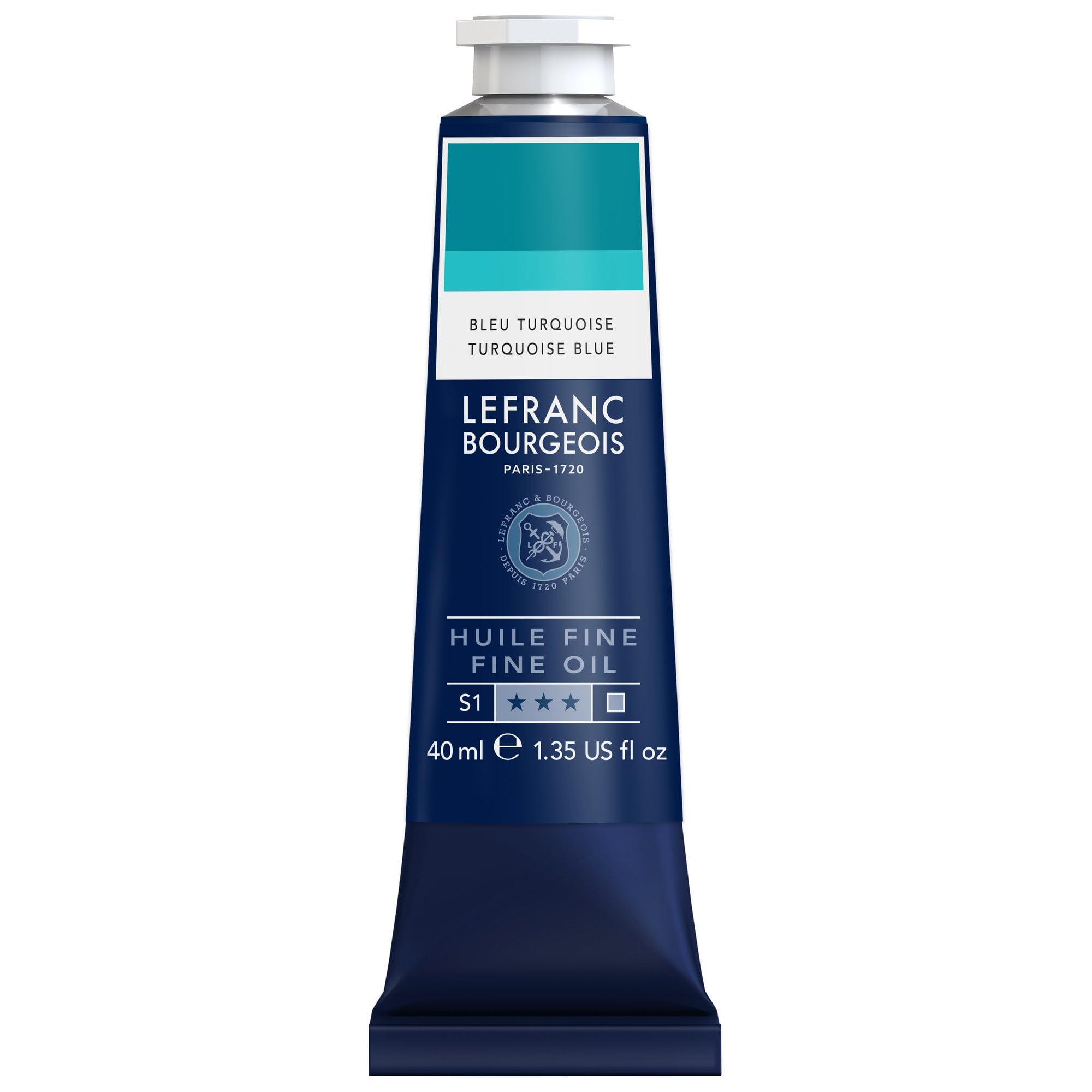 Lefranc Bourgeois 301778 Pintura al óleo fina de calidad, resistente a la luz y de consistencia uniforme, tubo de 40 ml, ideal para lienzos y tableros de pintura, Azul turquesa